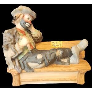 NIB Emmett Kelly Jr. HOBO Clown Wet Paint bench  Porcelain Figurine Flambro